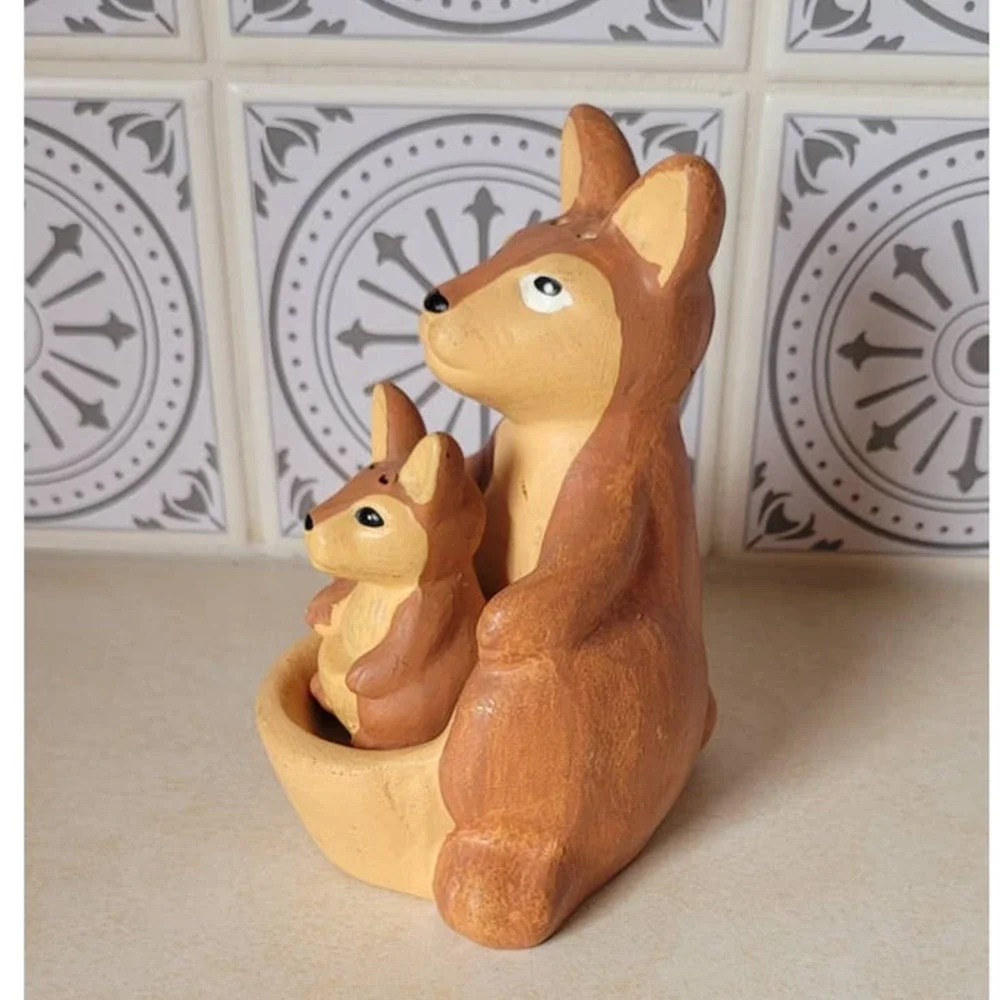 Vintage Kangaroo & Joey Hand Painted Salt and Pepper Shakers